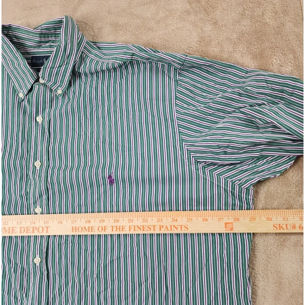 Vintage Polo Ralph Lauren Classic Fit Shirt Mens 2XLT Tall Green Striped L/S EUC